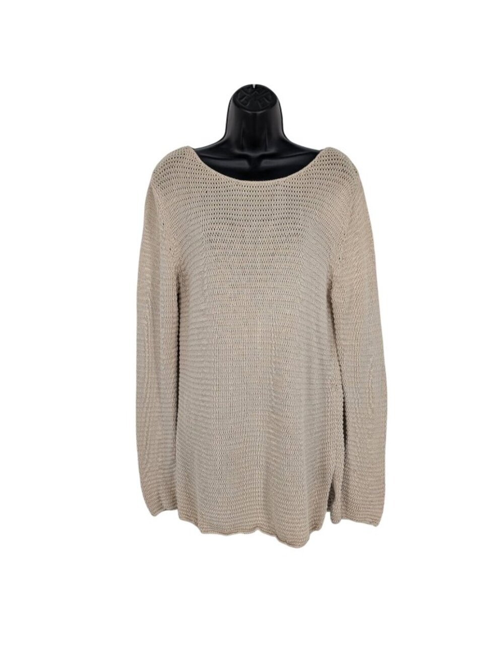 Vintage Eddie Bauer Open Knit Crochet Tunic Sweater Pullover Coastal‎ Y2K Large